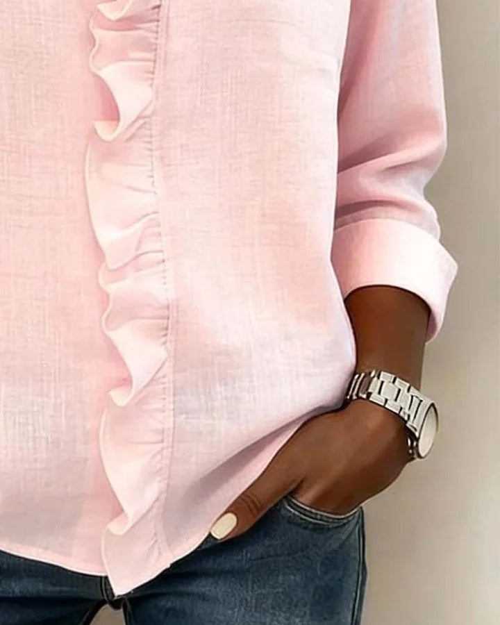 Chiara | Blusa con cuello en V y volantes delicados