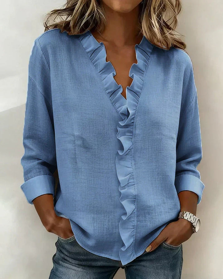 Chiara | Blusa con cuello en V y volantes delicados